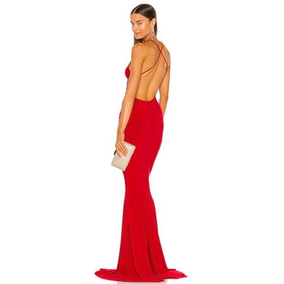 Norma Kamali Dresses & Skirts - Norma Kamali X REVOLVE Low Back Slip Mermaid Fishtail Gown in Red